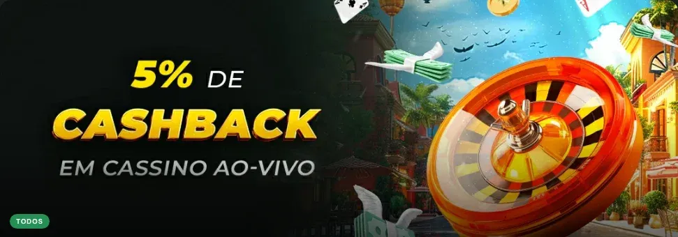 Banner da promoção de cashback semanal em cassino ao vivo da 7Games