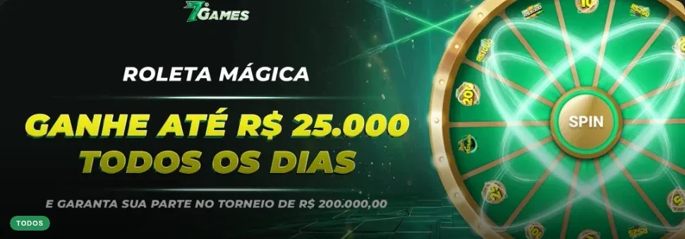Banner da promoção Roleta Mágica da 7Games