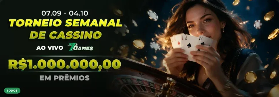 Banner do torneio semanal de Cassino Ao Vivo da 7Games