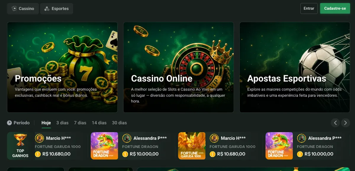 Página inicial da 7Games